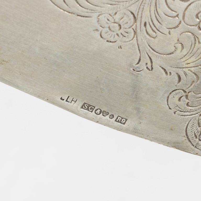 Bestick och servettringar, 9 delar, silver, bl a Gewe Silvervarufabriken Ab, Malmö 1952.