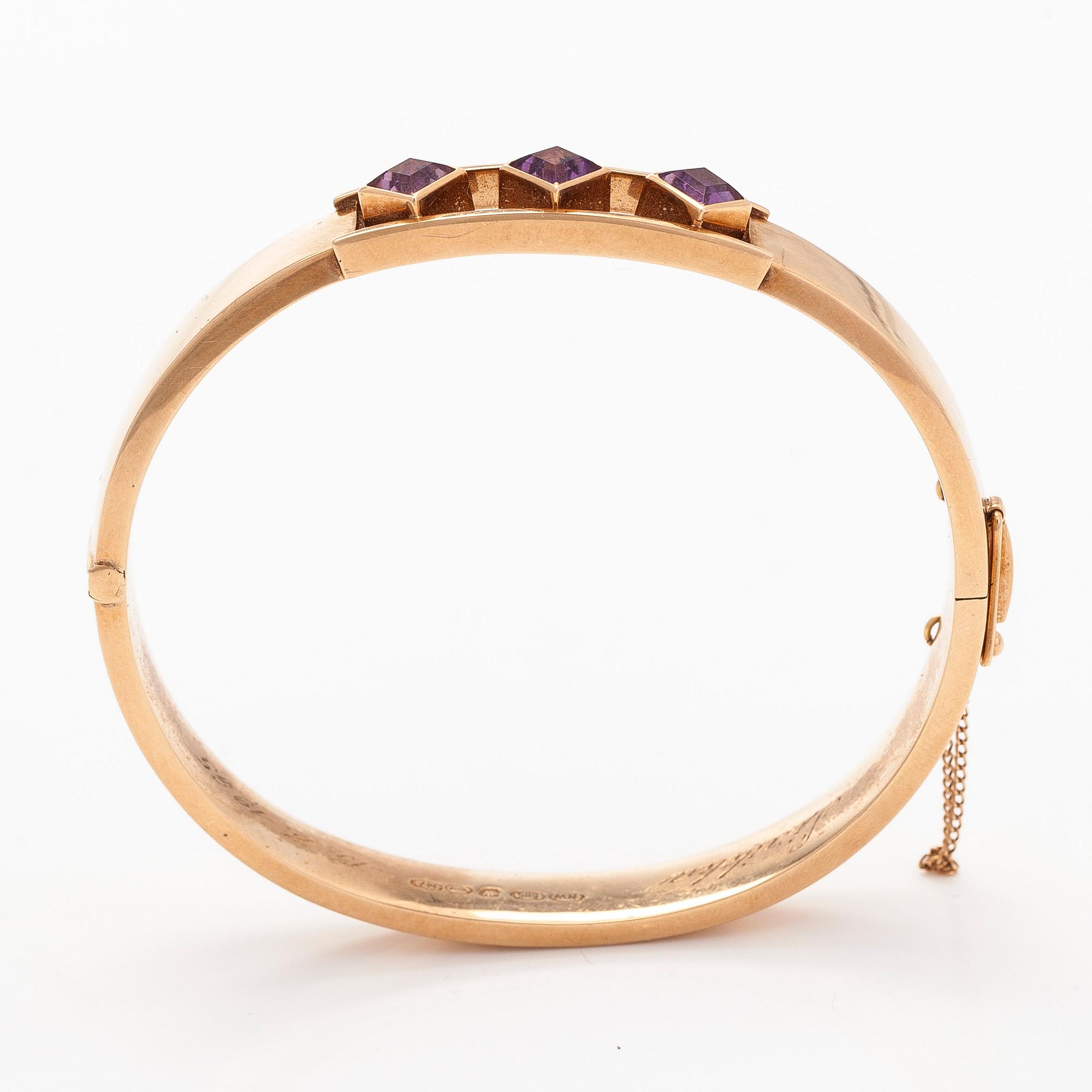 Bracelet, faceted amethysts, 14K gold. Westerback 1965.