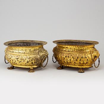 Two brass jardinieres, 19th century.