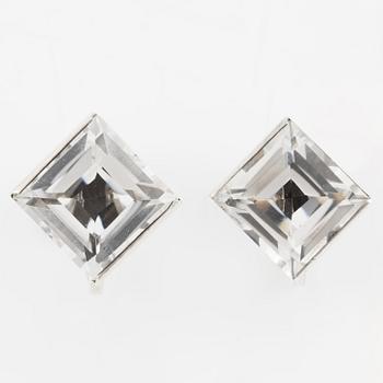 Wiwen Nilsson, earrings a pair, silver with rock crystal.