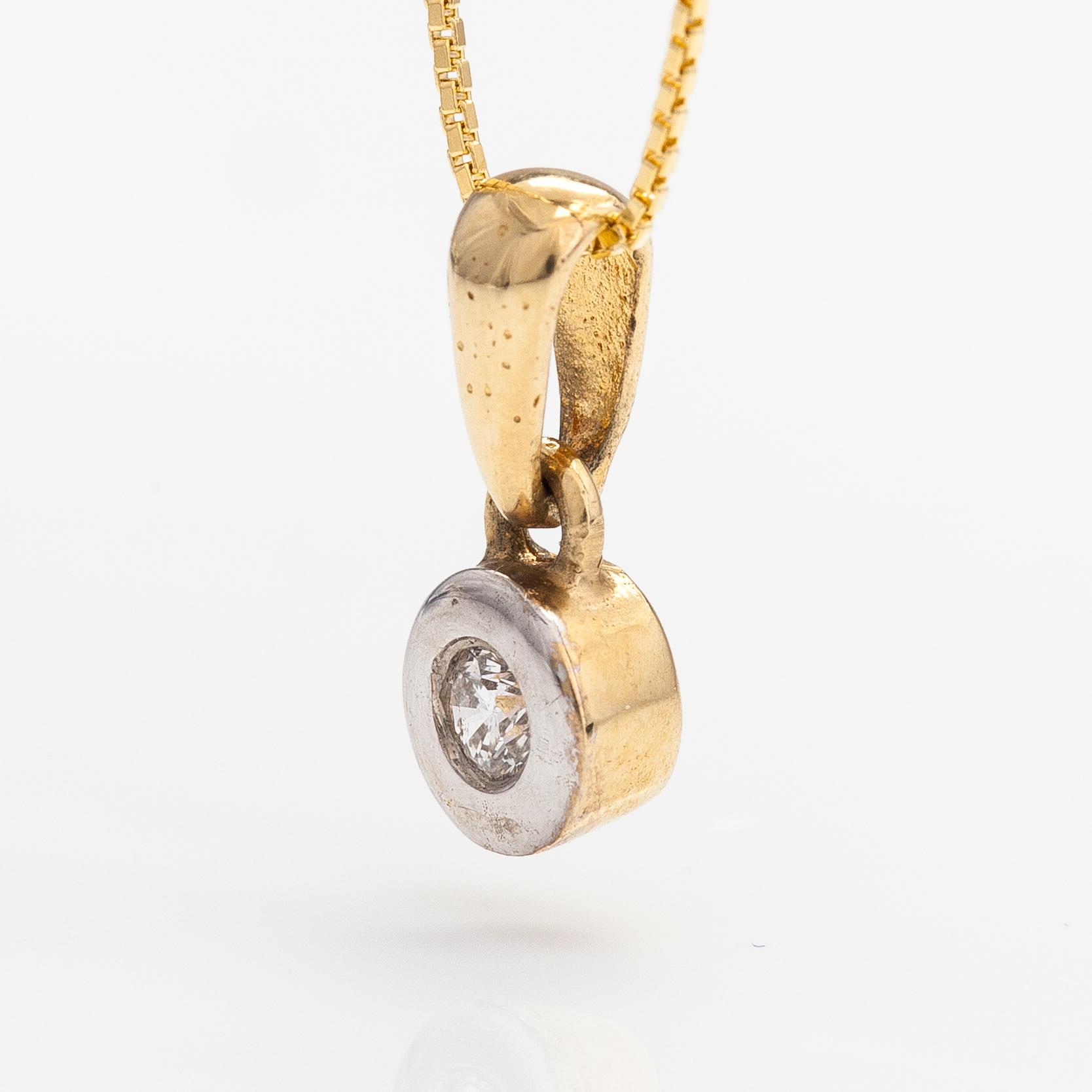 Kaulakoru, 14K kultaa, timantti n. 0.10 ct.