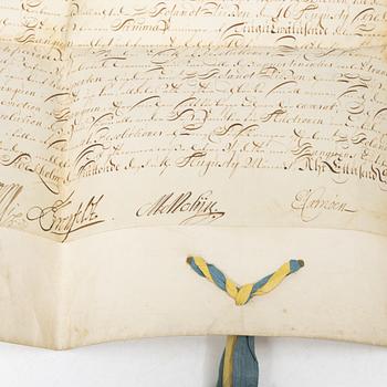 A bank document concerning loans between the merchant Berendt von Bergen and Riksens Ständers Banco, dated 1688.