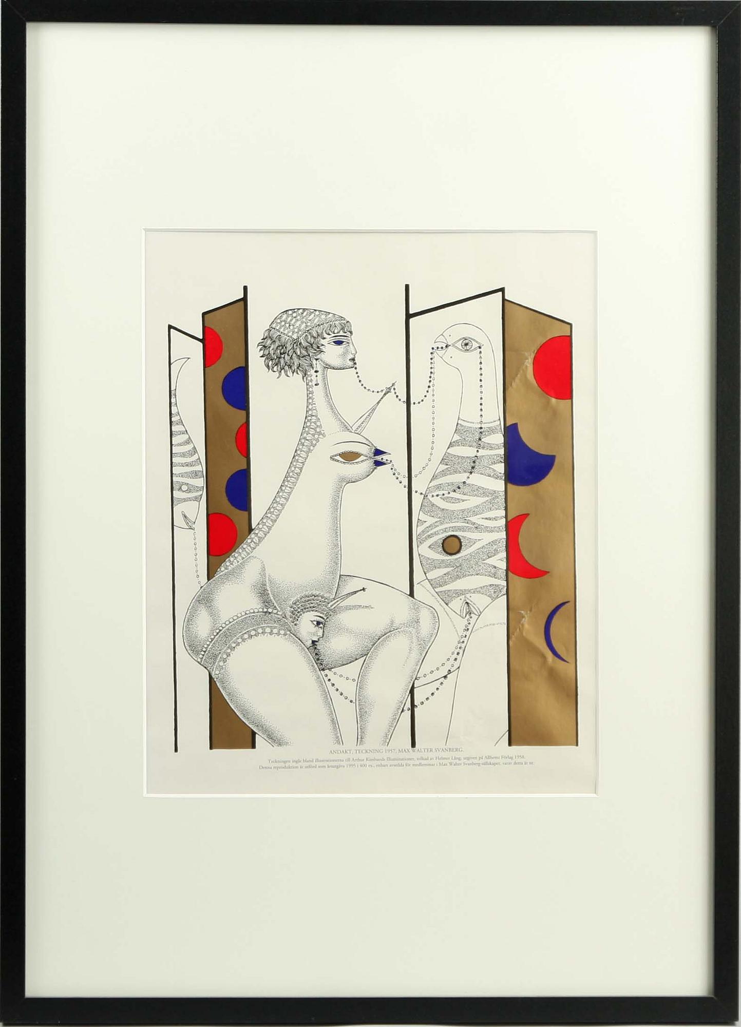 MAX WALTER SVANBERG, offsettryck, 2 st med guldprägling.