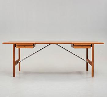 HANS J WEGNER, a "AT325A" teak and steel desk, Andreas Tuck, Denmark 1960's.