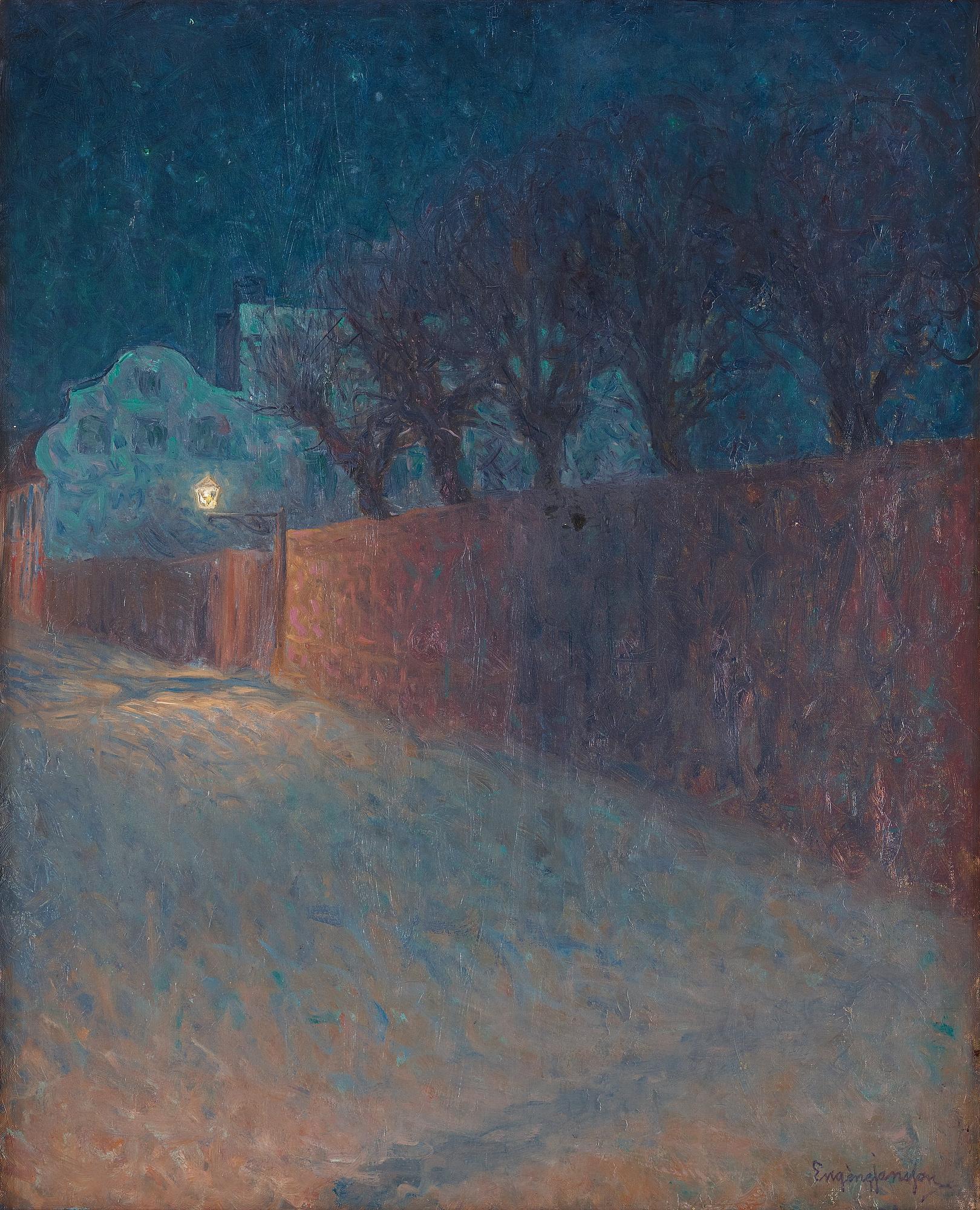 Eugène Jansson, "Månskensnatt", street scene from Bastugatan, Södermalm, Stockholm.