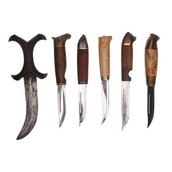 PUUKKO-KNIVAR, 6 st, Finland, bl.a. Marttiini, 1900-talets senare hälft.