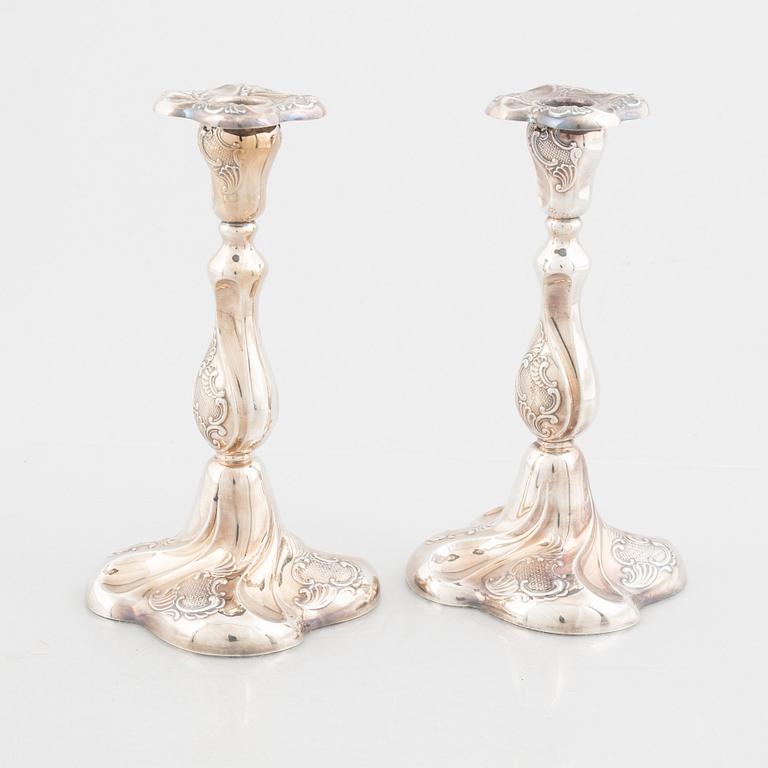 A pair of Norwegian silver candlesticks, mark of Th. Marthinsen Sølvvarefabrikk,  20th Century.
