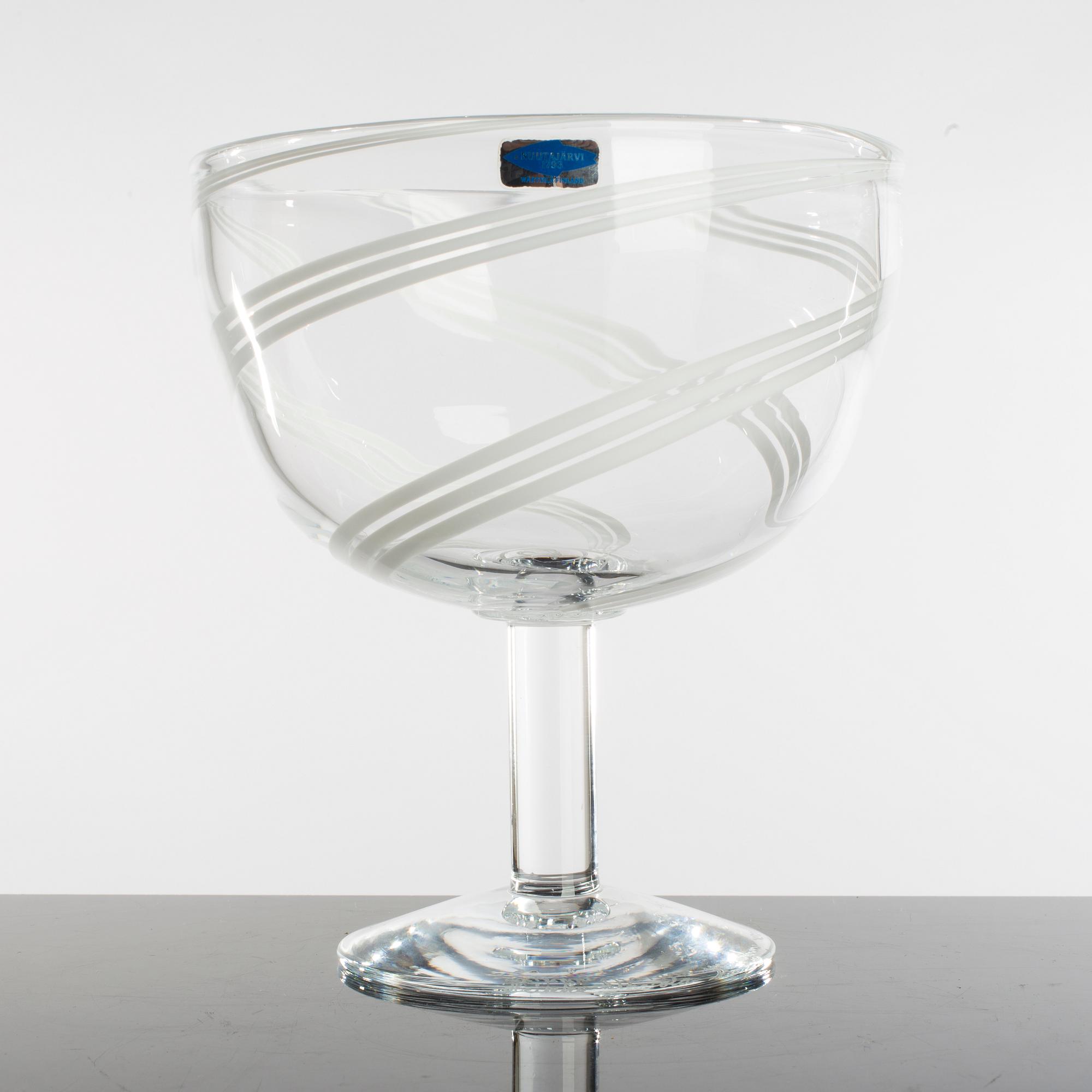 HEIKKI ORVOLA, two bowls, glass, signed, Nuutajärvi, Notsjö, Finland.