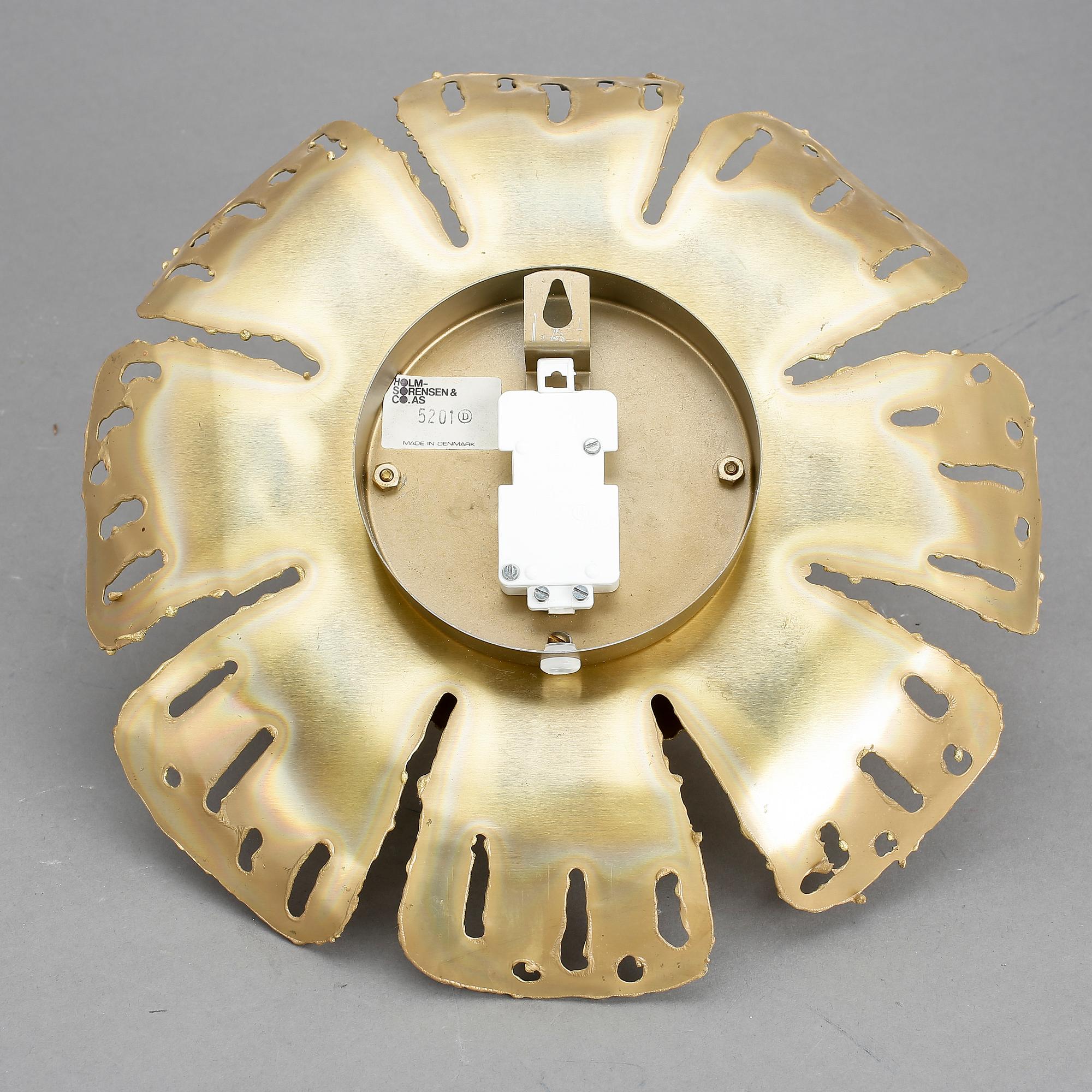 VÄGGLAMPA, mässing, Holm Sørensen & Co, Danmark, 1900-talets andra hälft.