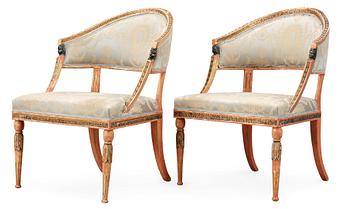 A pair of late Gustavian armchairs by E. Holmberg.