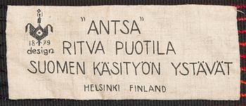 RITVA PUOTILA, ryijy, Suomen Käsityön Ystävät. Noin 158x115 cm.