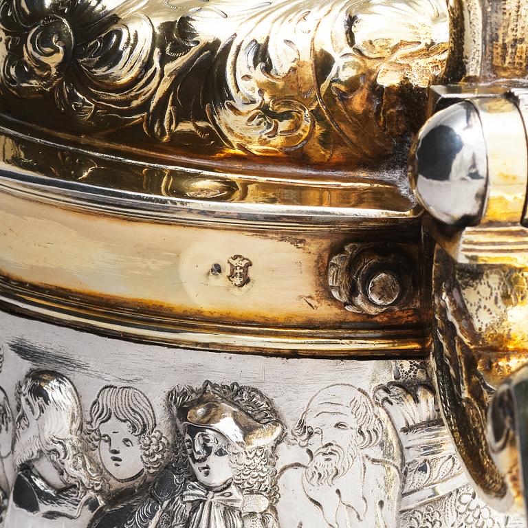 A Baroque German parcel-gilt silver tankard, mark of Johann Rohde II (1684-1726), Danzig, circa 1690.