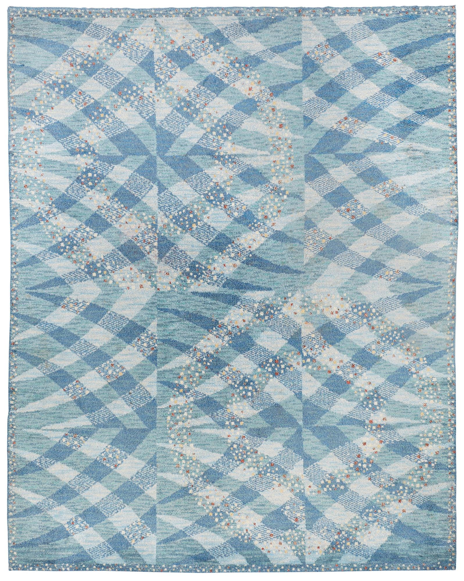 Barbro Nilsson, MATTA, "Magdalena blå", tät rya, ca 387,5 x 304 cm, signerad AB MMF BN.