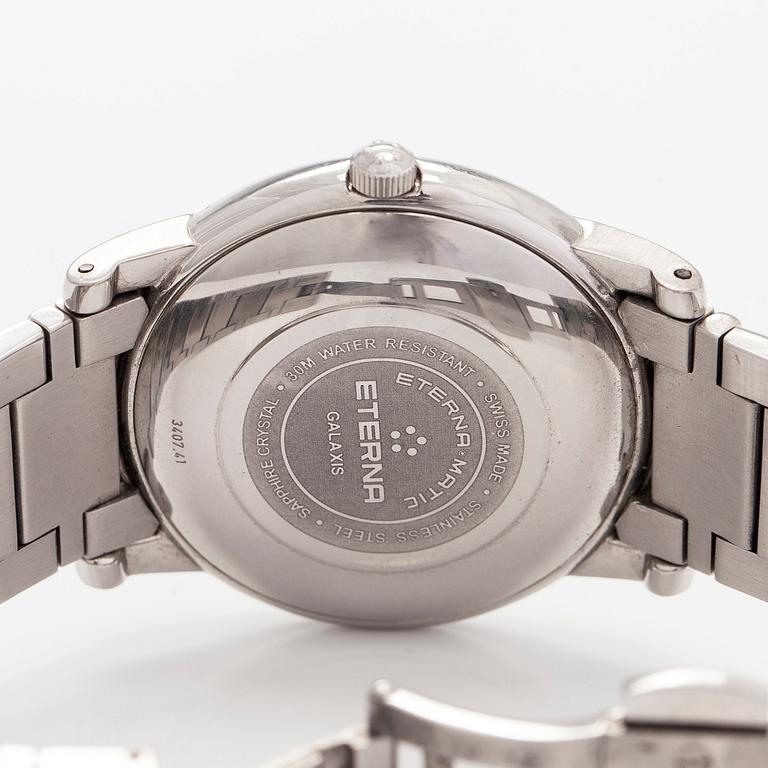 Eterna-matic, Galaxis, 38 mm, wristwatch, steel, automatic, sapphire crystal, circa 2000.