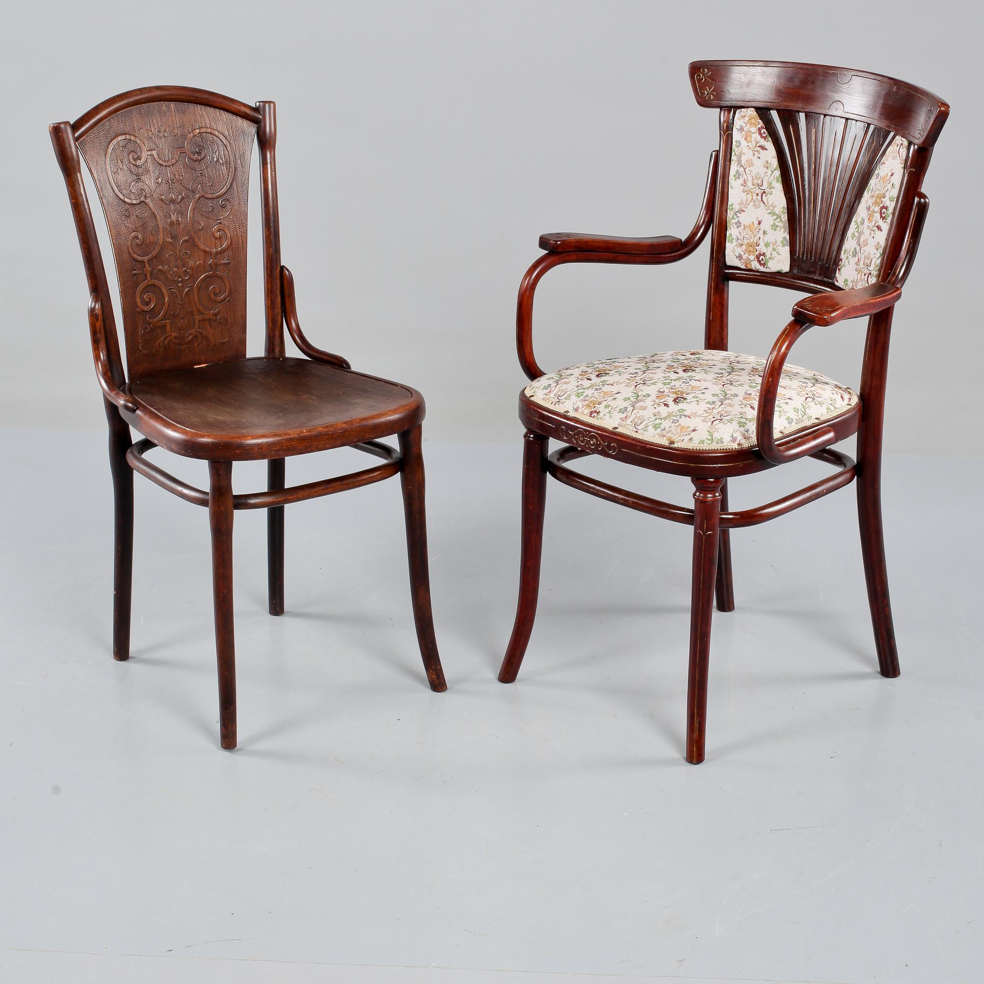 STOLAR, 2 st, delvis Thonet, Mellaneuropa, 1900-talets första hälft.