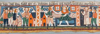 A folk art traditional wall painting from Småland/Halland first half of the 19th century.