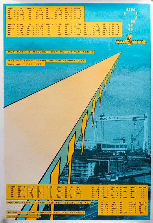 UTSTÄLLNINGSAFFISCH, Sture Johannesson, färgoffset på metallaminerat papper. Signerad.