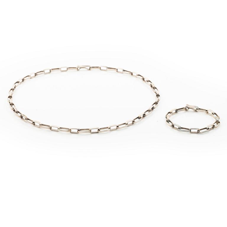 Sven-Erik Högberg, collier / collier och armband, silver, Göteborg, 1974.