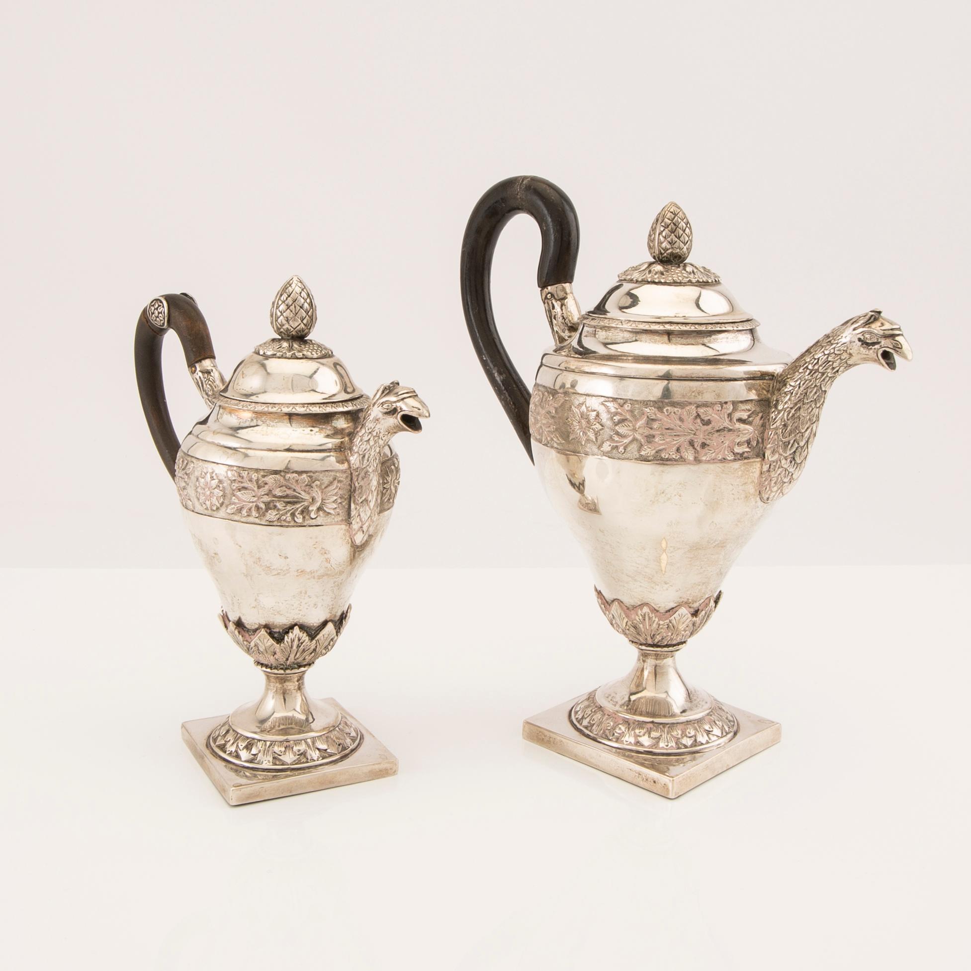 Teservis 3 dlr Empire silver okända stämplar.