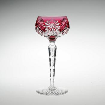 VINGLAS, 8 stycken snarlika, Böhmisk typ, 1900-tal.
