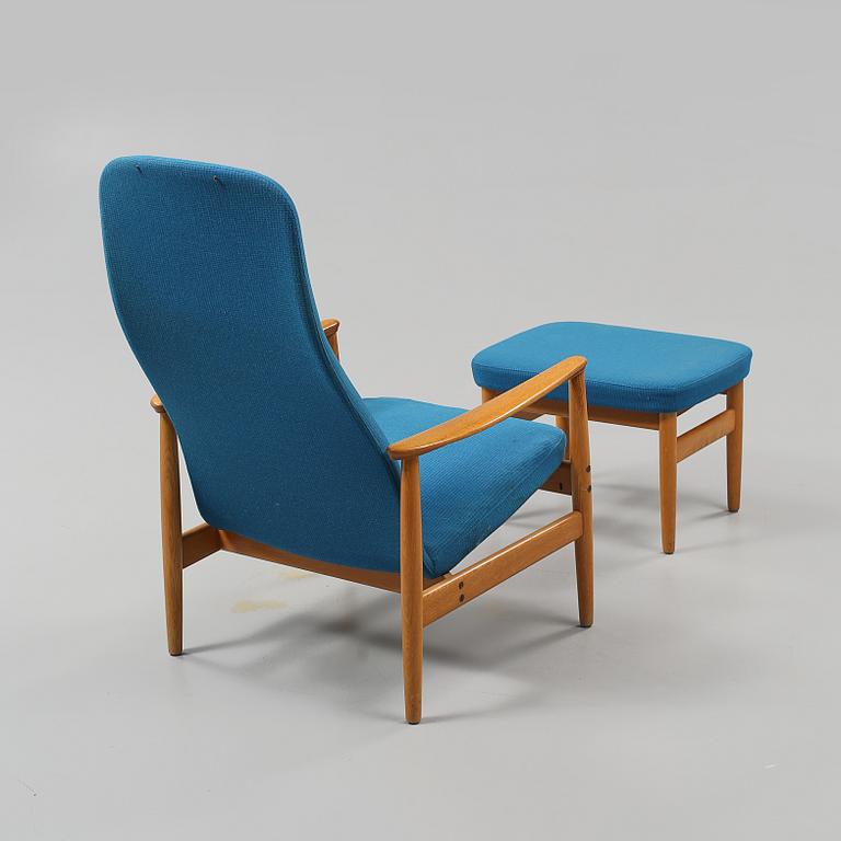 FÅTÖLJ SAMT FOTPALL, ur "Contour"-serien, Alf Svensson, Ljungs Industrier, Dux, 1960-tal.