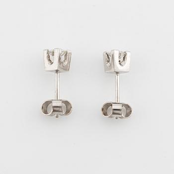 Earrings, one pair, white gold with brilliant-cut diamonds.