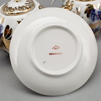 TESERVIS, 8 delar, porslin, "Golden Garden",  Lomonsov, Sovjetunionen, 1900-talets andra hälft.