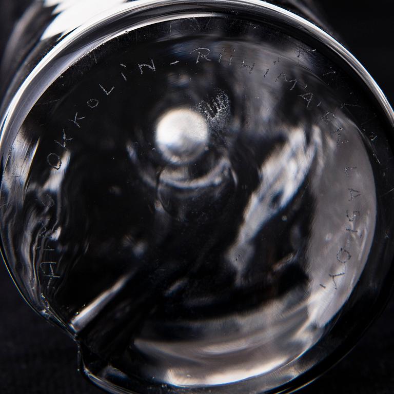 Aimo Okkolin, LASIVEISTOS, "Kurjenmiekka", signeerattu Aimo Okkolin, Riihimäen Lasi Oy.