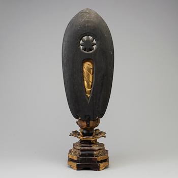 A large wooden lacquered figure of buddha, Japan, 19th Century.