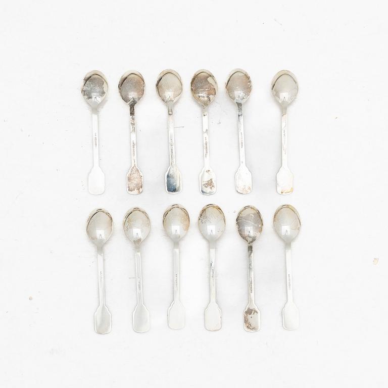 Twelve silver coffee spoons, Sporrong AB, 1976.