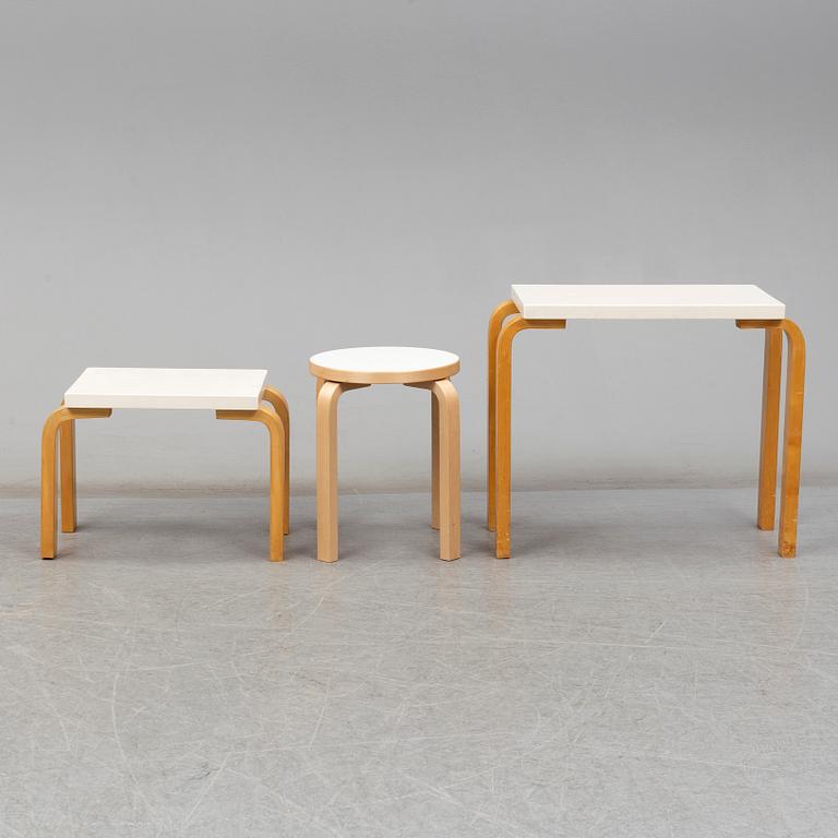 ALVAR AALTO, two tables and one stool, Artek.