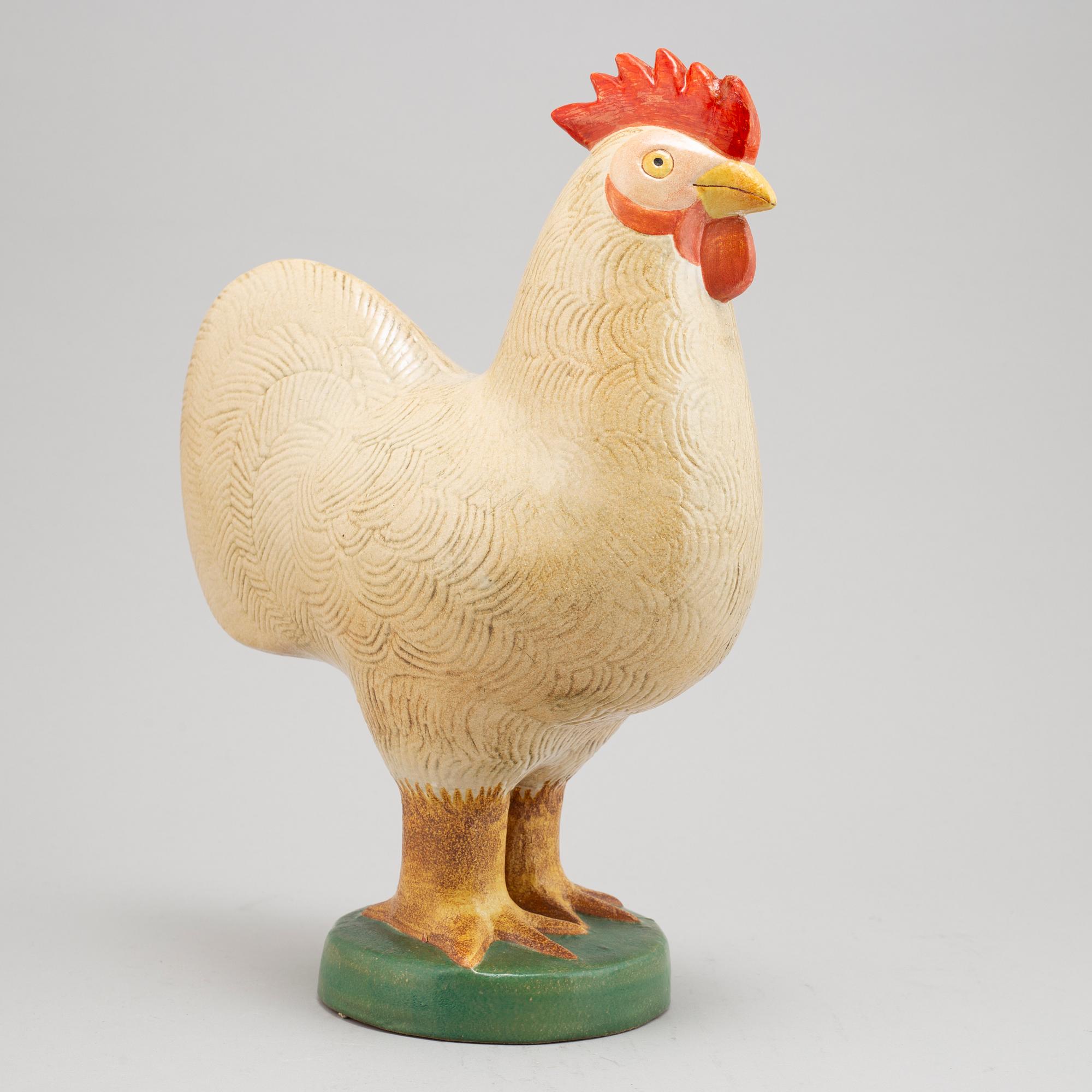 Lisa Larson, a stoneware figurine of a rooster, K-studion, Gustavsberg.
