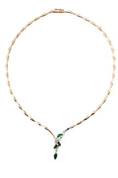 240. DIAMOND / EMERALD NECKLACE.