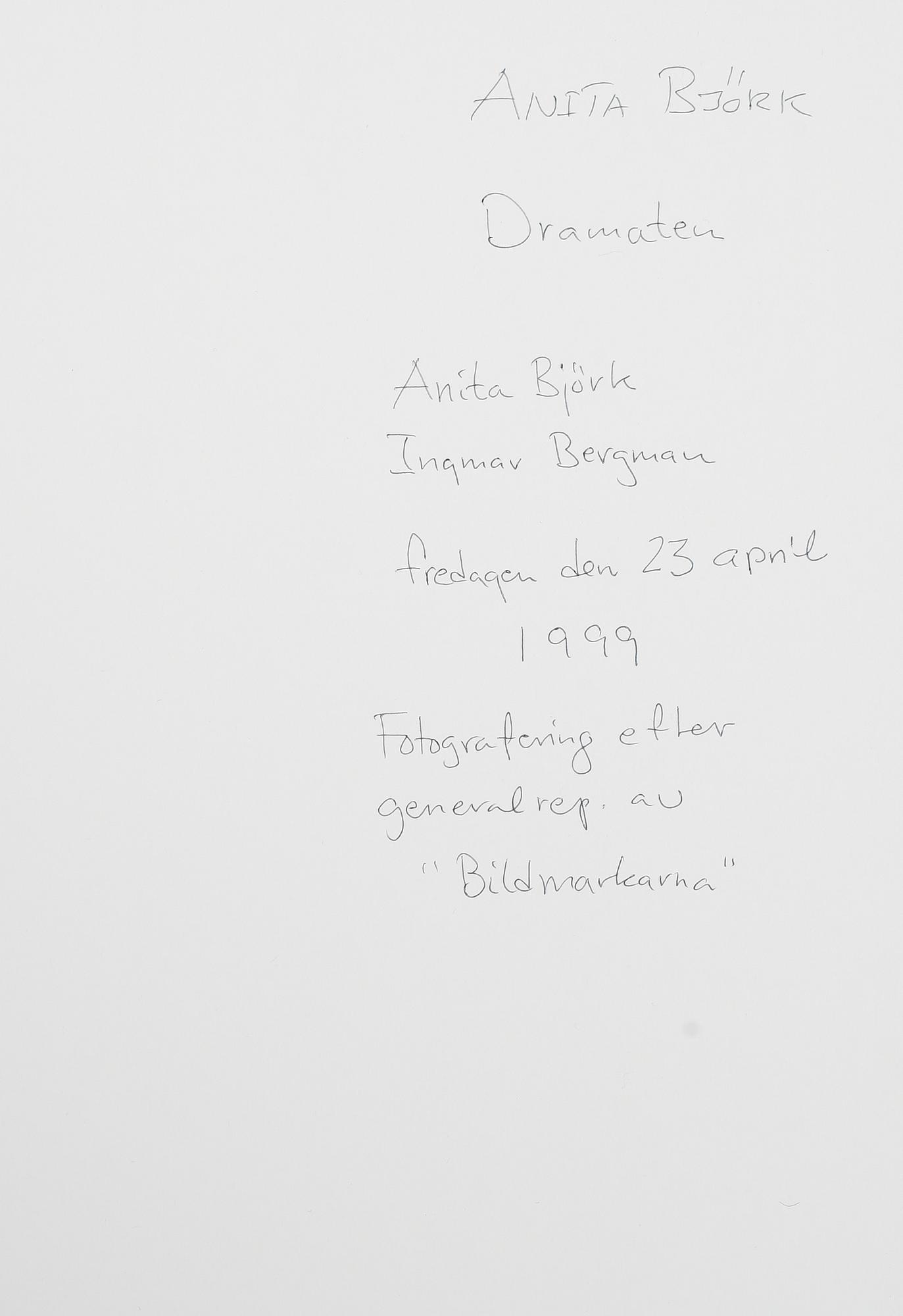 BERNT-OLA FALCK, tillskriven, silvergelatinfotografi, porträtterande Ingmar Bergman och Anita Björk på Dramaten.
