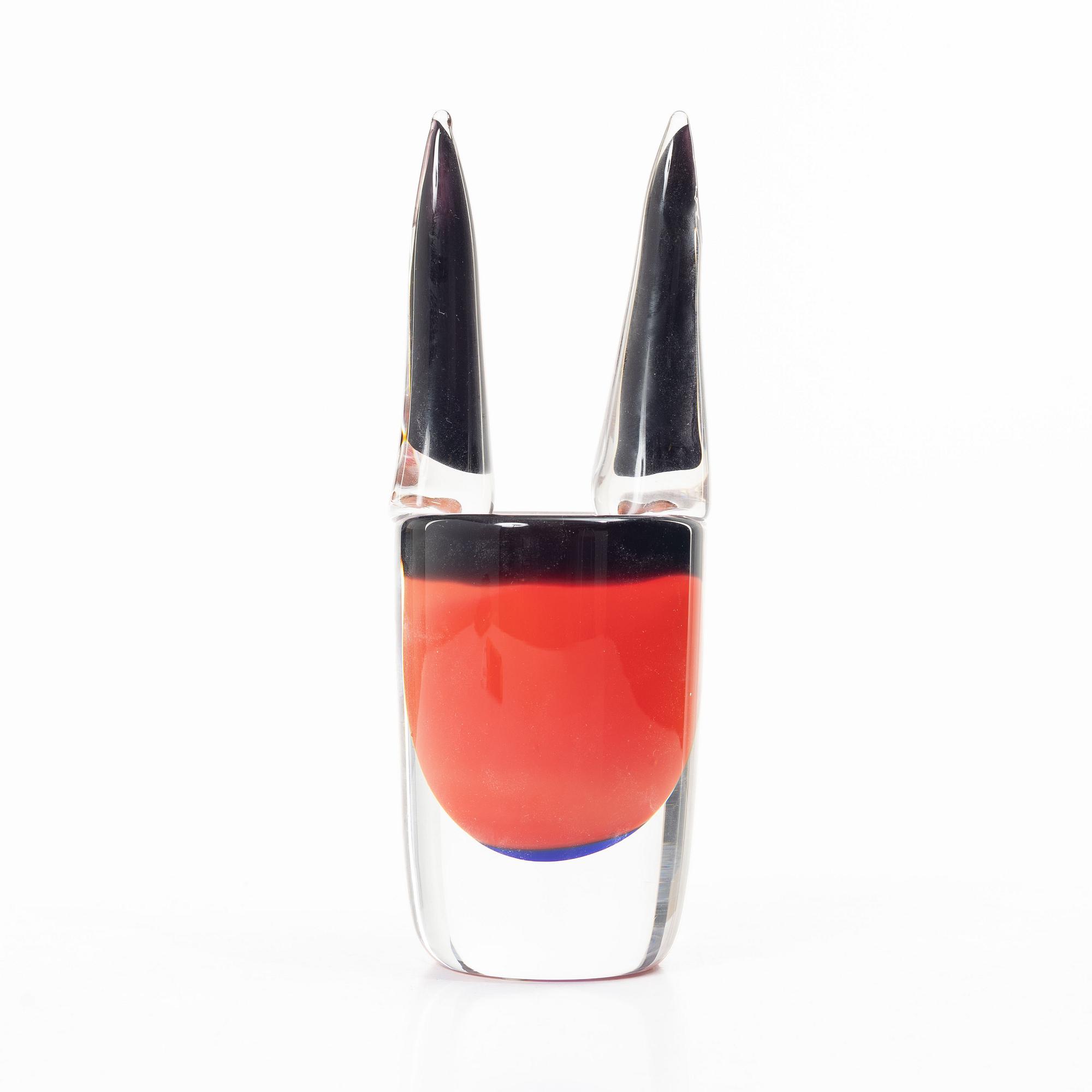 Erik Höglund, A glass vase / sculpture, signed EH 1991, Strömbergshyttan.