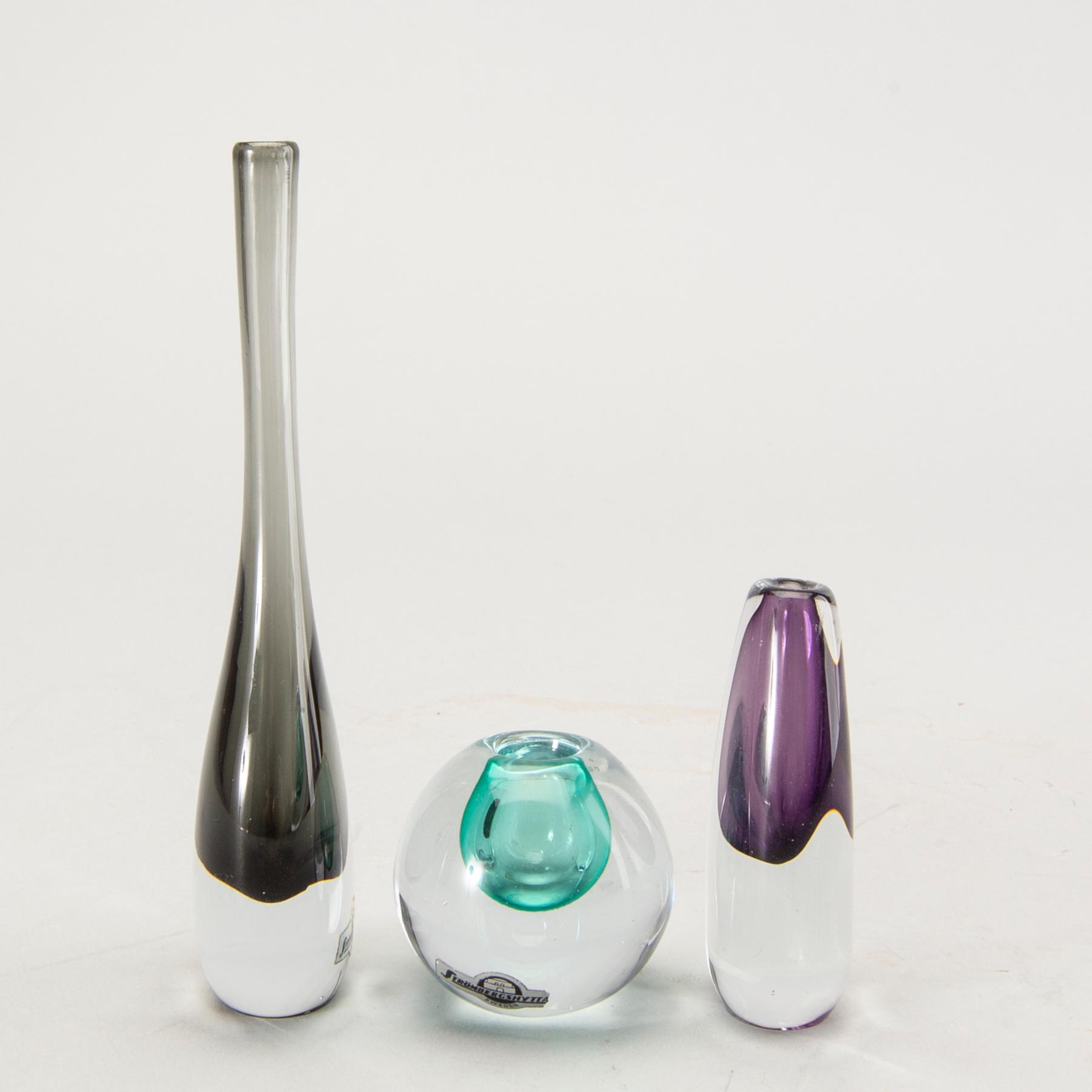 Gunnar Nylund, Miniature vases, Strömbergshyttan, 3 pcs.