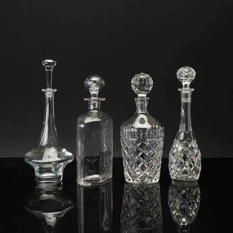 KARAFFER, 4 st, glas, 1900-tal,