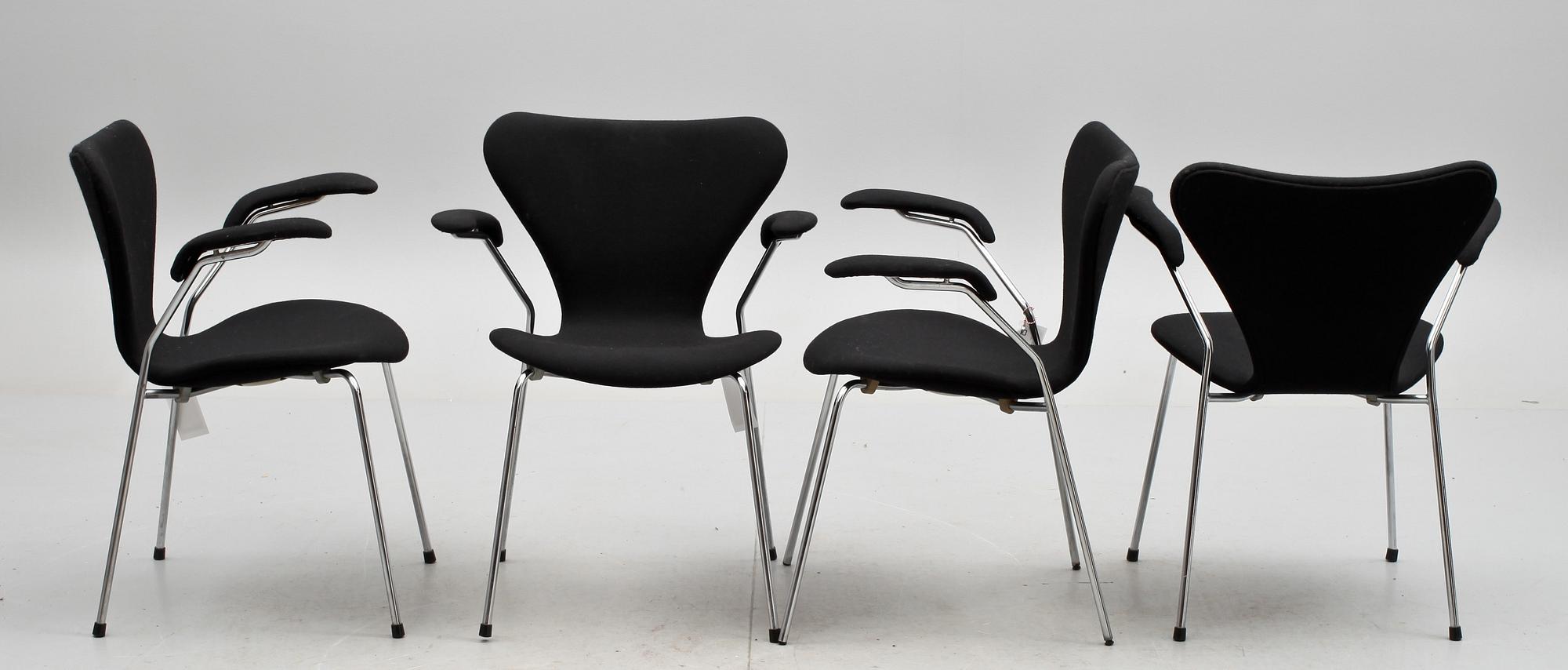 STOLAR, 8 st. "Sjuan" Arne Jacobsen för Fritz Hansen.