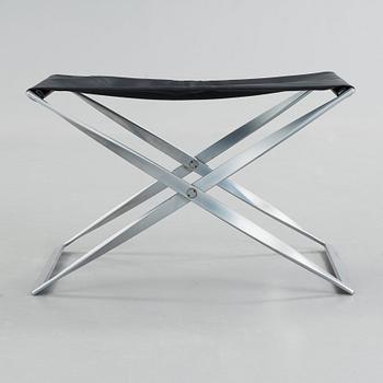 Poul Kjaerholm, a black leather and steel 'PK-91' stool, E Kold Christensen, Denmark.