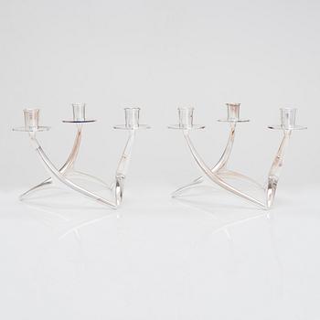 Anna-Greta Eker, a pair of three-armed silver candelabra, Auran Kultaseppä Oy, Turku, Finland 1995.