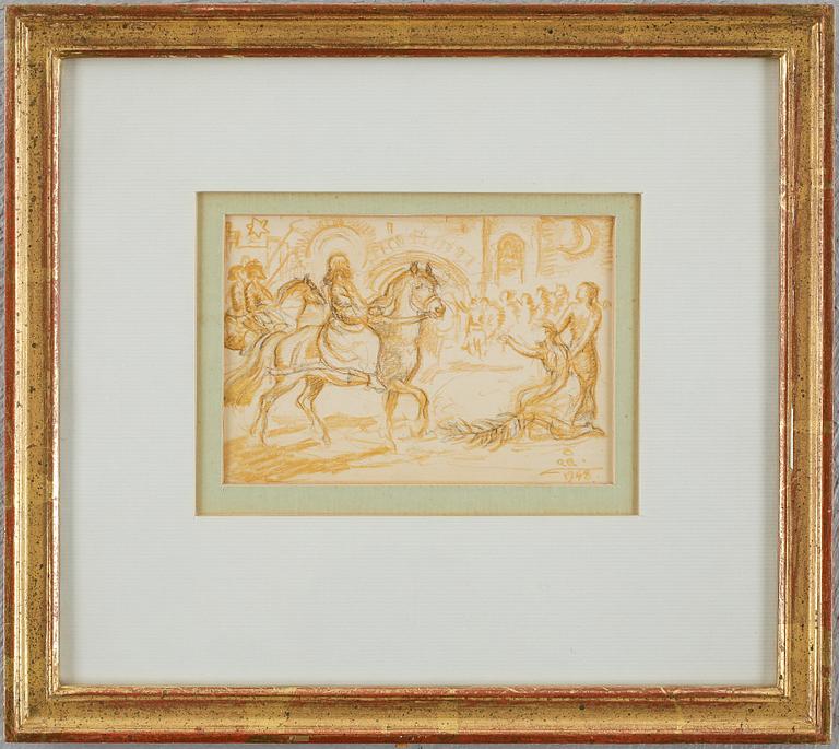 ACKE ÅSLUND, teckning, 2 st, signerade.