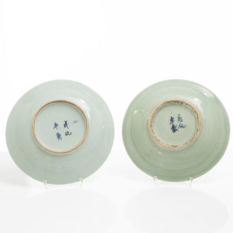 Tallrikar, 10 st, porslin, Kina, 1800-tal.