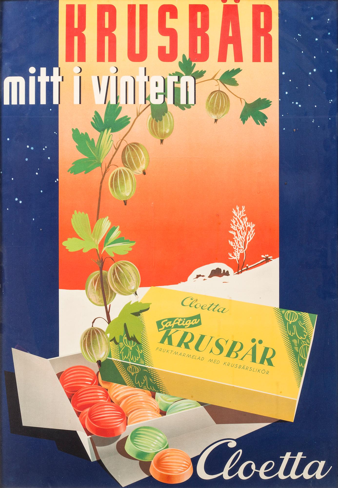 A mid 20th century advertising poster for Cloetta.