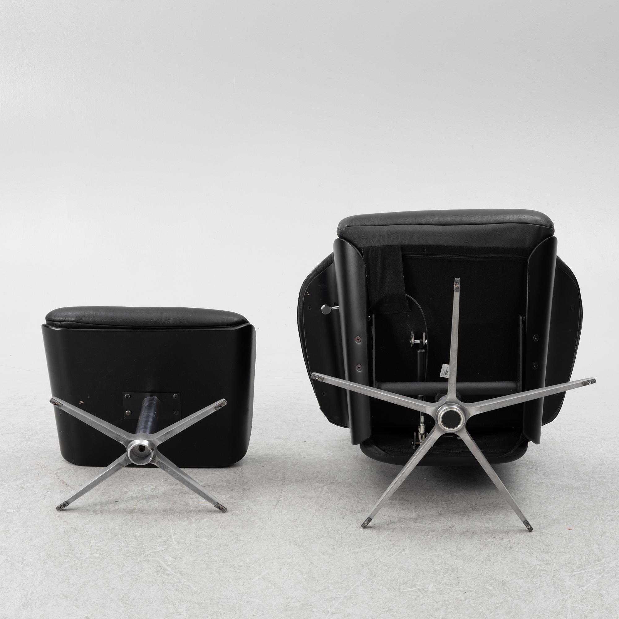 Hjort Knudsen, fåtölj och fotpall, Danmark.