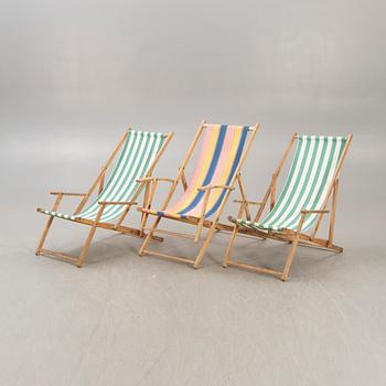 A set of three sun loungers mid 1900s.