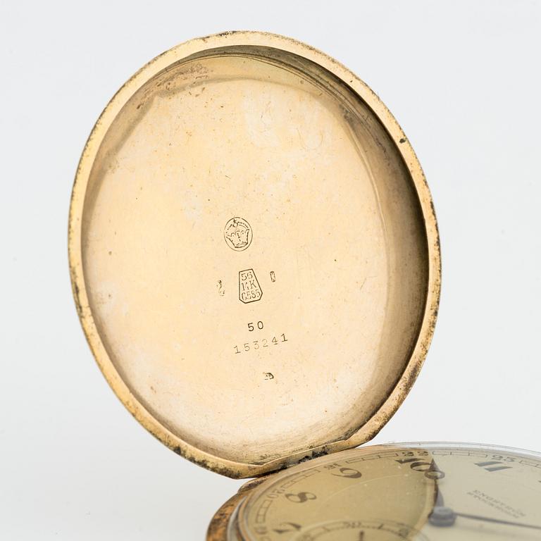 Fickur, 14K, "Engström Stockholm", Kedja i 14/18K guld, savonett, 51,5 mm.