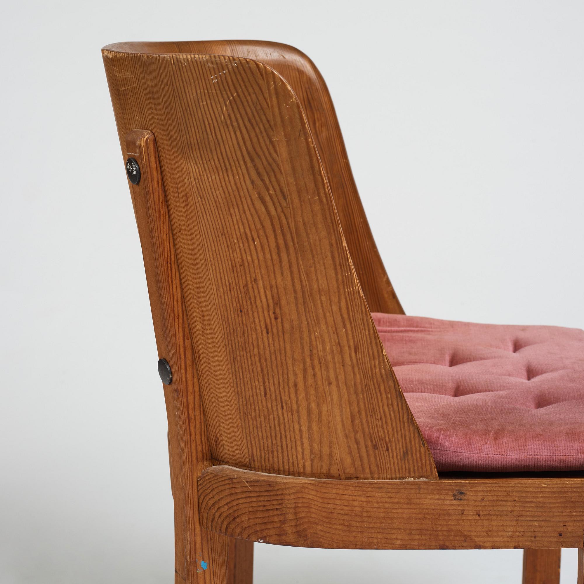 Axel Einar Hjorth, a stained pine low back "Lovö" chair, Nordiska Kompaniet, Sweden 1930's.