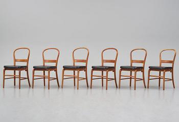 Vilhelm Lauritzen, a set of 6 'Radiohus' chairs, Fritz Hansen,  Denmark, 1940s.