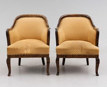 FÅTÖLJER, 1 par, 1900-talets första hälft.