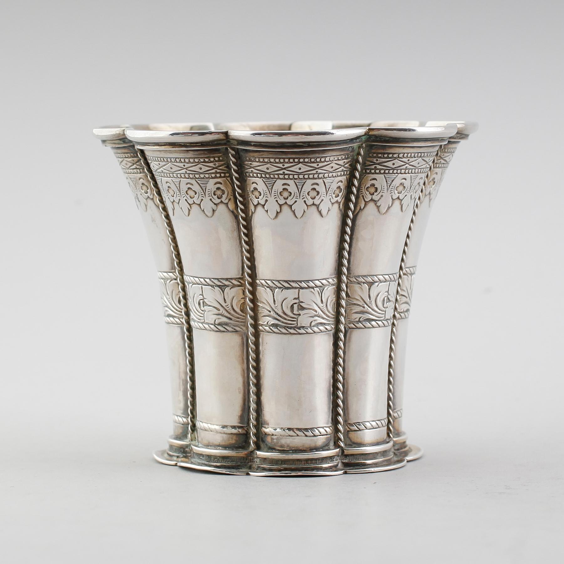 BÄGARE, sterlingsilver, David Andersen, Danmark. Vikt ca 234 g.